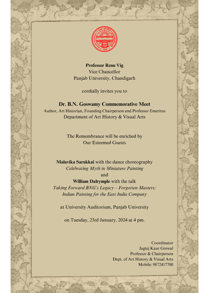 Dr. B. N. Goswamy Commemorative Meet at Panjab University